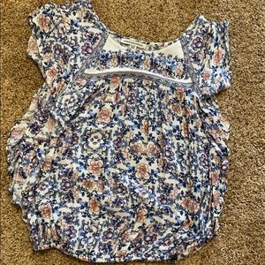 american eagle crop floral tee